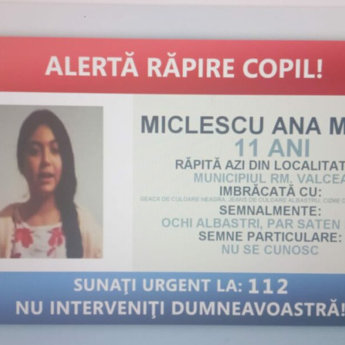 Rămnicu Vâlcea: Fetiță de 11 ani, răpită de patru bărbați și o femeie