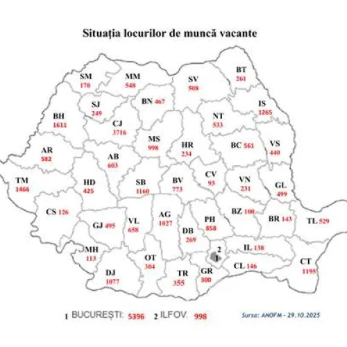 Câteva mii de locuri de muncă disponibile în diverse domenii în România