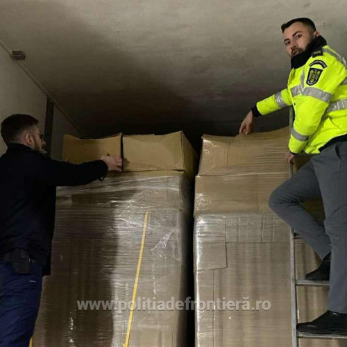 Milioane de țigarete de contrabandă confiscate la frontiera din Dolj într-un tir cu produse refrigerate din Grecia