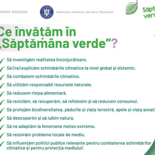 Școala Verde - Programul „Săptămâna Verde”, finanțată cu 100 milioane lei din Fondul pentru mediu în anii 2024-2025: Ministerul Educației își asumă promovarea responsabilității față de mediul înconjurător