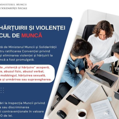 România a adoptat actul normativ împotriva violenței și hărțuirii la locul de muncă, în urma ratificării Convenției nr. 190/2019. Legea protejează drepturile lucrătorilor, inclusiv a celor discriminați din cauza sexului, rasei sau orientării politice. Ministerul Muncii și Solidarității Sociale a inițiat acest proces în urma numărului alarmant de sesizări de hărțuire și discriminare în mediul de lucru. Statisticile Inspecției Muncii arată o creștere în ultimul deceniu, cu peste 500 de cazuri în 2023. Convenția abordează toate formele de violență și hărțuire