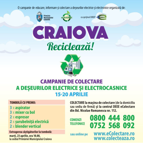 Campanie de colectare a deșeurilor electrice și electronice în Craiova!